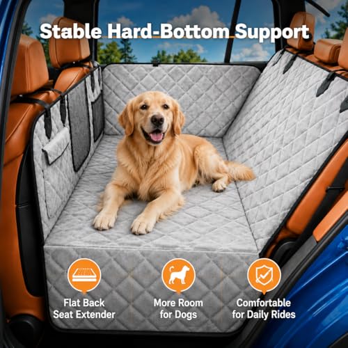 Dog Car Seat Cover for Back Seat (Gray flannel / For Car/SUV/Small Truck)