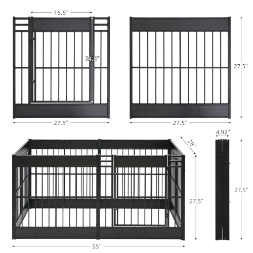 Furniture Style Dog Playpen (Black / 6 Panels (27.5" High))