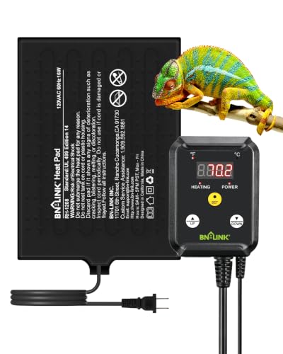 Durable Reptile Heating Pad 8" X 12" with Digital Thermostat Under Tank Heater Terrarium Warmer Combo Set for Turtles (8" X 12" with Thermostat)