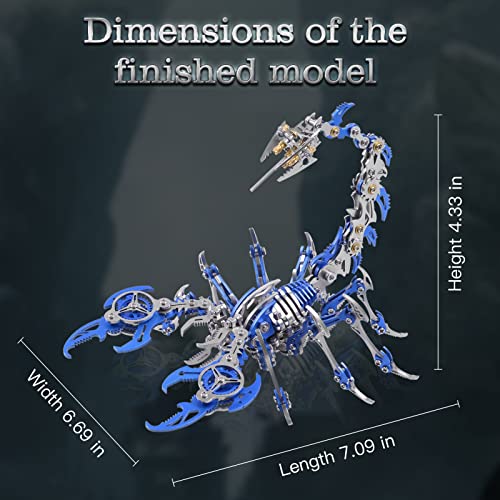 Scorpion 3D Metal Puzzles Kits for Adults Teens (Blue)