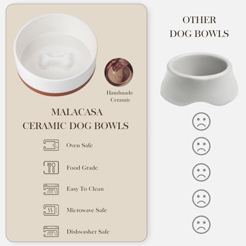 Dog Bowls Ceramic Dog Food and Water Bowls for Large Size Dogs (L-6 Cups / Vanilla White（1 PC）)