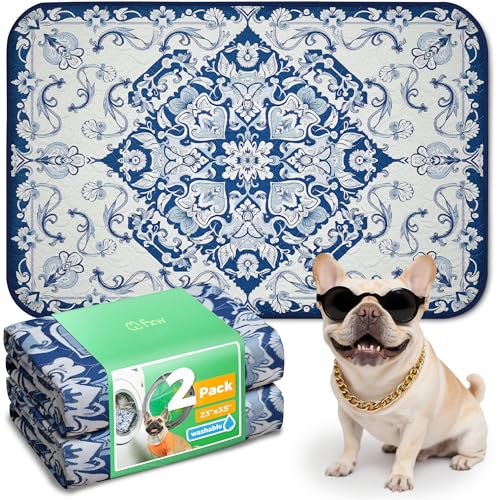 Washable Pee Pads for Dogs (Mandala Blue / 23" x 35" (2 Packs))