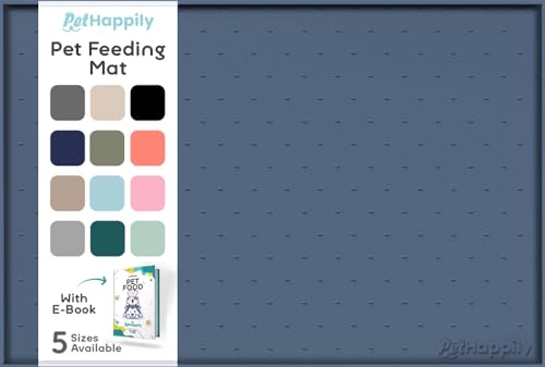Dog Food Mat 24x15 Raised Edges Dogs Mat for Food and Water Prevent Spill (24"L x 15"W / Denim Gray)