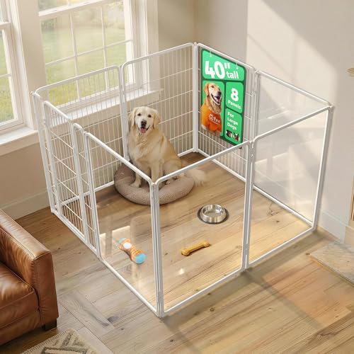 AuraSpace Pro Acrylic & Wire Mesh Indoor Dog Playpen (White / 40"H)