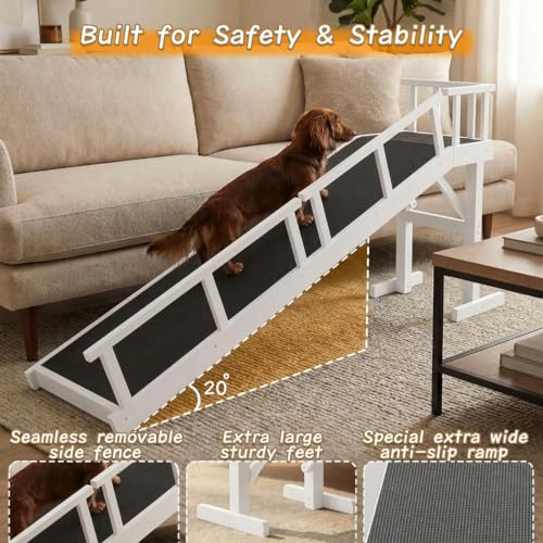 73" Dog Ramp for Bed&Couch (White / 73.2"L x 25"H x 15.7"W)