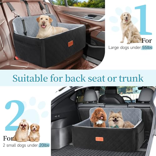 Dog Car Seat for Medium Large Dogs Under 55 lbs (Black/Grey)