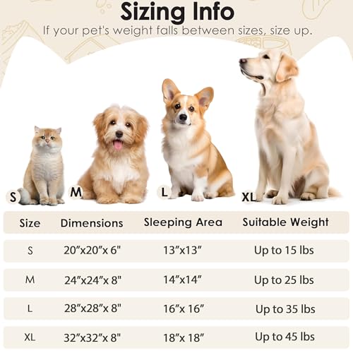 Dog Beds Large Sized Dog and Cats (Light Brown / 32.0"L x 32.0"W x 8.0"Th)