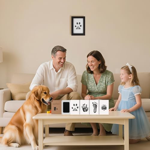 Inkless Paw Print Kit for Dogs (Black Pad,Black Wood Frame / 2-Pack,Medium)