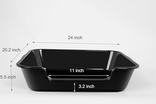 Extra Large Low Entry ABS Cat Litter Box (Large (Pack of 1) / Black)