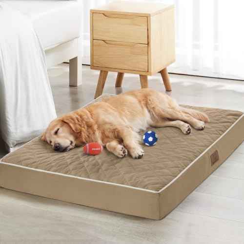 Orthopedic XXL Dog Beds for Large Senior Dog Bed Comfy Sleeping (brown / 55"L x 42"W x 4"Th)