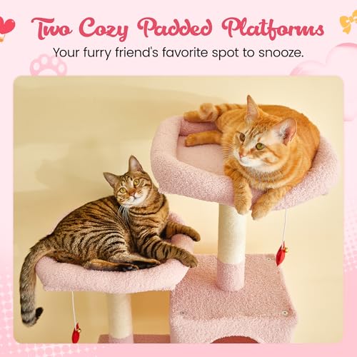 Cute Cat Tree (70.1 in / Pink&Red)