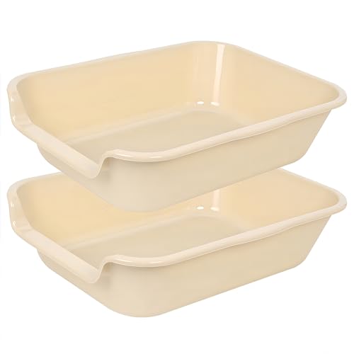 Extra Large Low Entry ABS Cat Litter Box (Small (Pack of 2) / Beach sand)