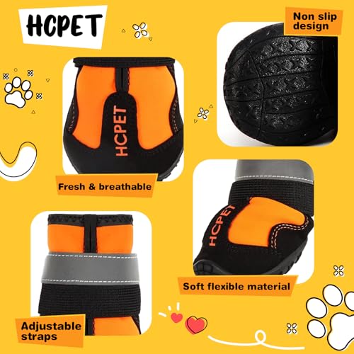 Dog Boots Dog Shoes for Large Dogs (Orang / Width 1.96 in)