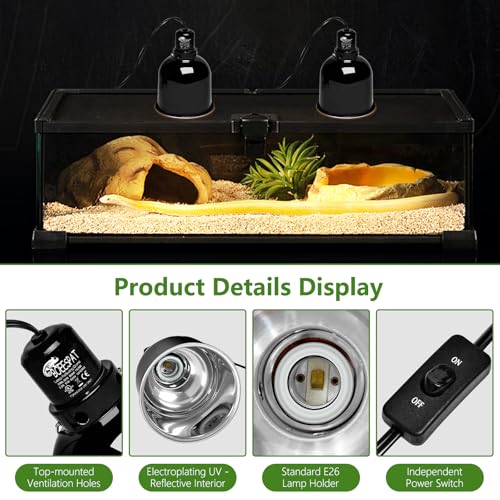 Reptile Light Fixture 5.5 inch Deep Dome with Switch (Deep Dome W/ Switch / 1pcs*Dome-5.5" (Max 150W))