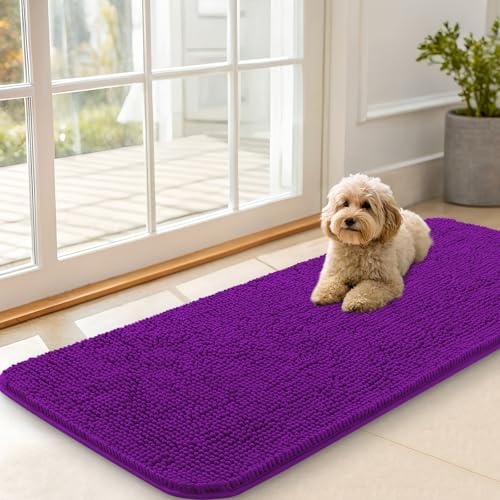 Dog Door Mat for Muddy Paws 47x20 (Purple / 47" X 20")