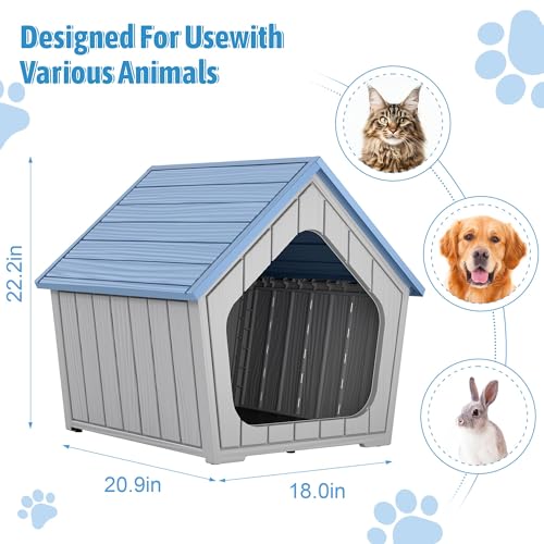 Indoor Outdoor Small Dog House (Classic Blue / 23.43" L × 22.44" W × 22.24" H)