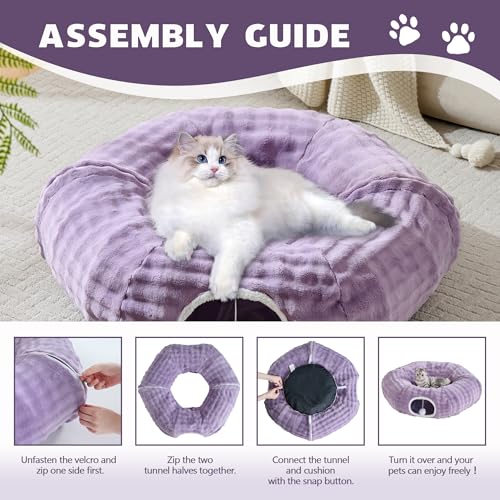 Bubble Round Cat Tunnel for Indoor Cats (Dusty Purple / Round)