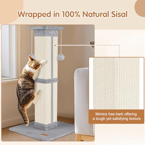 Cat Scratching Post 33 inch for Indoor Cats (Grey)