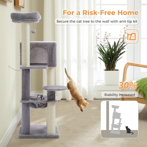 Cat Tree for 30lbs Large Cats (Grey / 57.8 Inches)