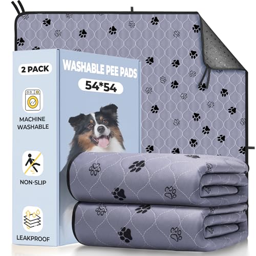 Washable Pee Pads for Dogs (Gray / 54*54 Inch (Pack of 2))