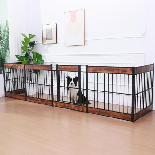 Large Furniture Style Dog Playpen (Rustic Brown / 12 Panels (27.5" High))