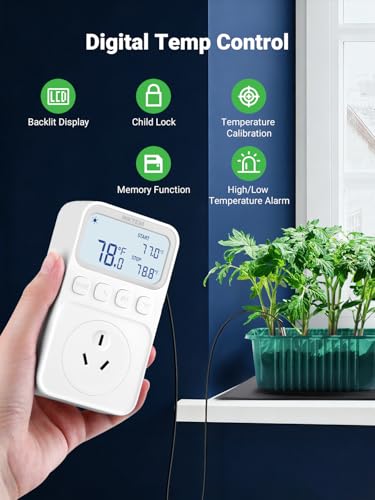 Plug in Temperature Controlled Outlet for Heater (Gray)