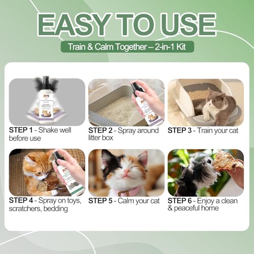 Cat Catnip Calming Spray & Cat Litter Box Attractant Kit (2-in-1 (Cat Litter Training & Catnip Calming))