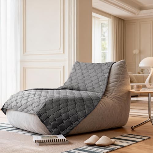 Waterproof Dog Blankets for Large Dogs (82x102 Inch (Pack of 1) / Dark Grey/Light Grey)