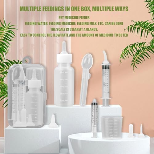Pet Feeding Bottle Set (1 Bottle+3 Nipples+2 Syringes + 1 cup+ 1 spoon)