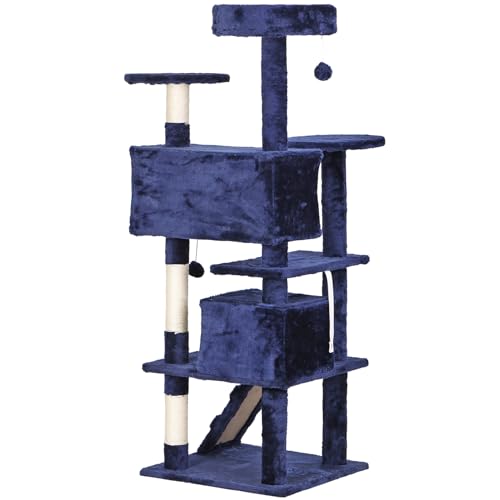 54 in Cat Tree Tower for Indoor Cats Multi (Blue)