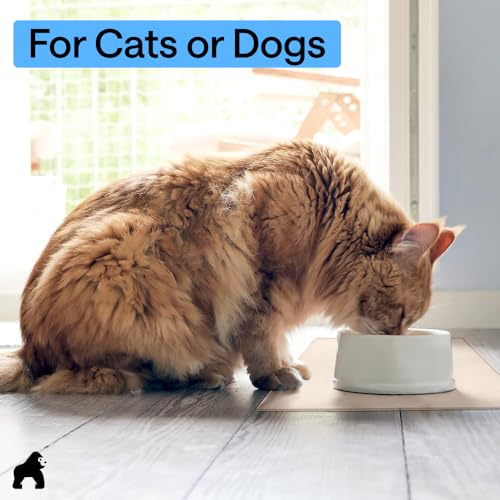 Dog Food Mat 100% Waterproof Silicone (Cream / 26"l X 17"w)