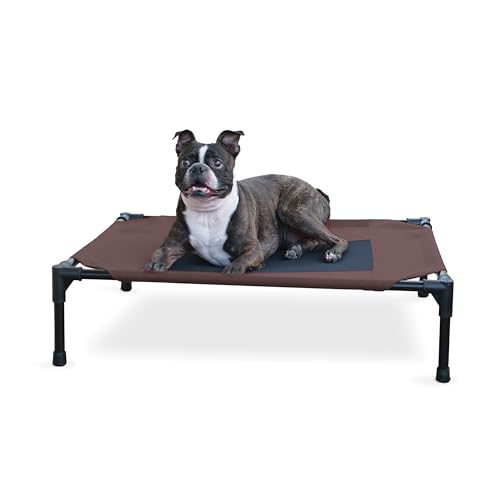 K&H Outdoor Elevated Dog Bed for Small & Medium Pets (Chocolate/Black Mesh / Medium 32"L x 25"W)