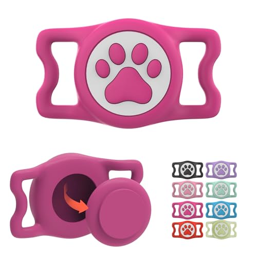 Waterproof Airtag Dog Collar Holder for Apple Air Tag (Rose Red)