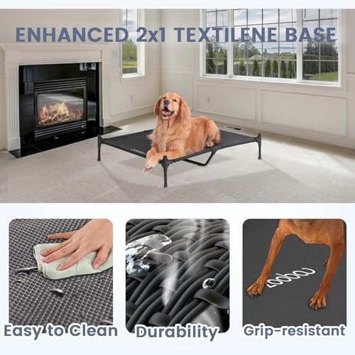 42" 2-in-1 Dog House for Medium Dogs, Elevted Dog House Outdoor/Indoor, Puppy Shelter Outside,Water Resistant 600D PVC and Durable 2x1 Textilene Raised Dog Bed(Green) (X-Large: 42inch)
