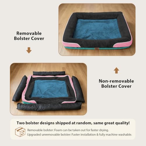 Waterproof Orthopedic XL Dog Bed for Large and Extra Large Dogs (Navy Blush / 42"L x 30"W x 7.5"Th)