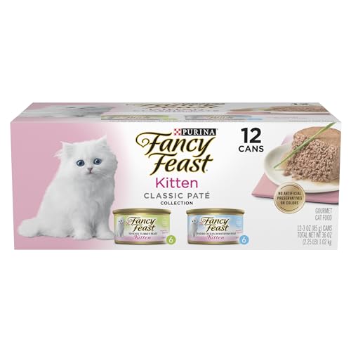 Purina Fancy Feast Kitten Tender Turkey & Ocean Whitefish Variety Pack (3 Ounce (Pack of 24))
