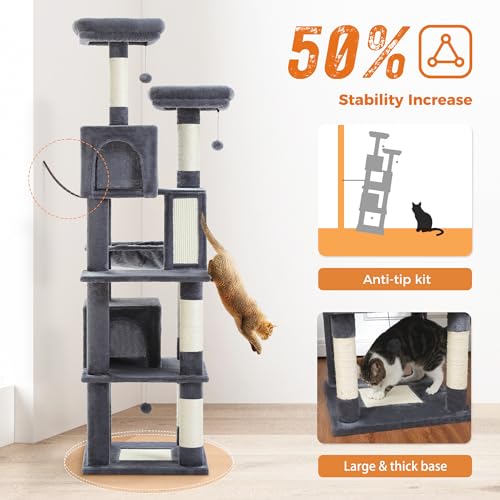 Large Cat Tower (XL-70" / Dark Gray)