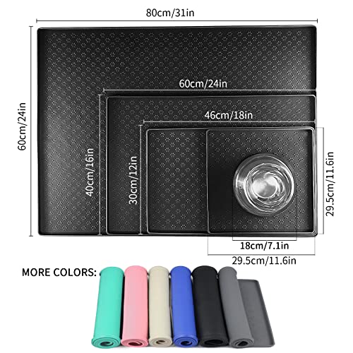 Silicone Pet Placemat for Dog and Cat (31.5"L x 23.6"W / Black)