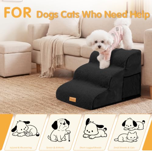 3 Tiers Foam Dog Ramps (Black / 23.6*15.7*15.7)