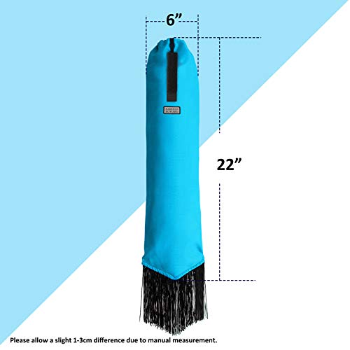 Smooth Lightweight Adjustable Fastener Nylon Horse Tail Bag with Fringe (Azure Blue)