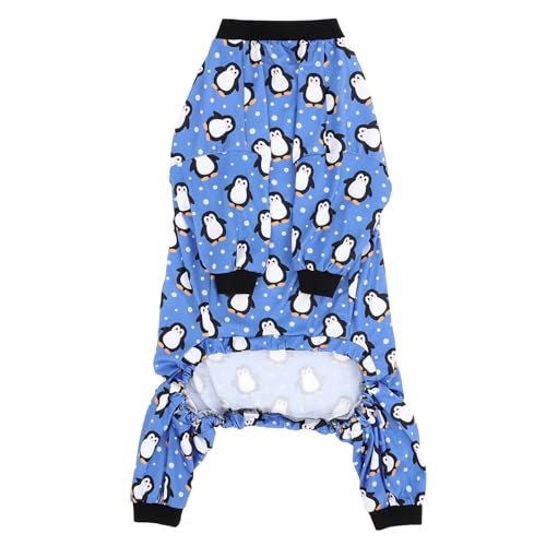 Dog Pajamas One Piece Light Comfy Pjs Pet Costume M (XX-Large / Penguin Polka Dots)