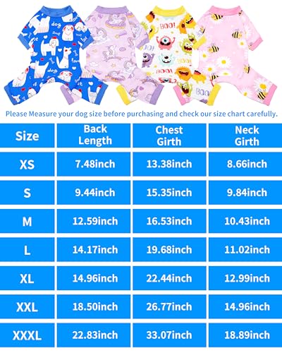 4 Pack Unicorn Dog Pajamas for Large Dogs (XX-Large)