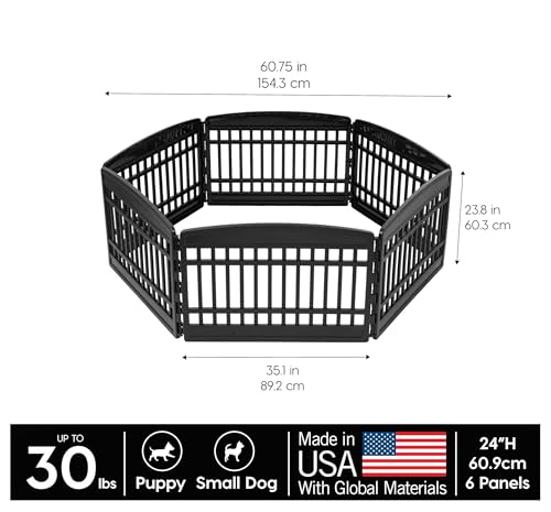 6 Panel Dog Playpen (Black / 6 Panel – 24" H)