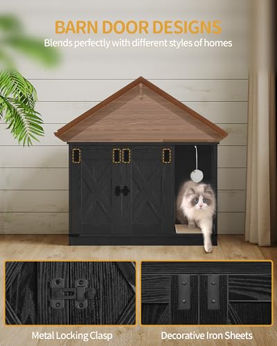Cat Litter Box Enclosure (31.5"L x 19.7"W x 20.9"H / Black)