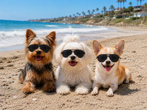 G029 Dog Pet Aviator Pilot Costume Sunglasses Small Breed (Small, up to 15 lbs, 2-pk Aviator Black+ 80s BLK)