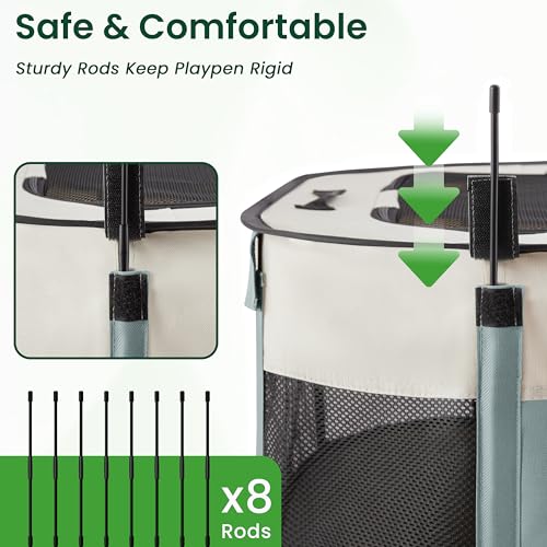 Pet Puppy Dog Playpen (Gray green / Medium)