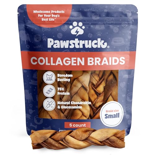 Small Collagen Braids 100% Natural Beef Chews for Dogs (5 Count (Pack of 1))