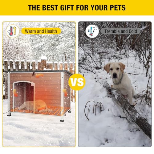 Dog House Outdoor Heated Dog Kennel with Insulated Liner All