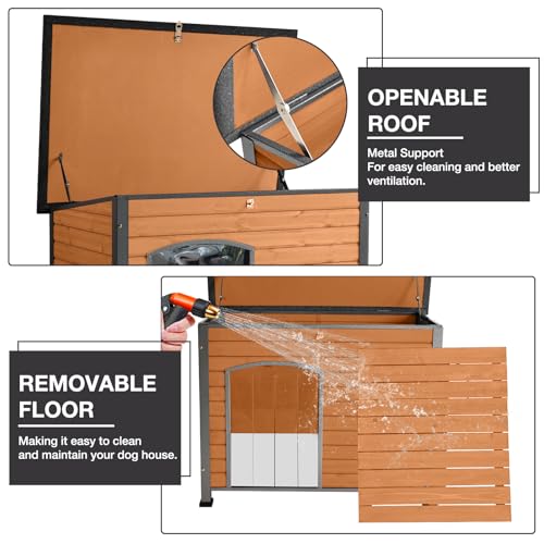 43.3’’ Large Dog House Outdoor Weatherproof Dog Kennel with Upgraded Thickened Metal Frame (Dog House)