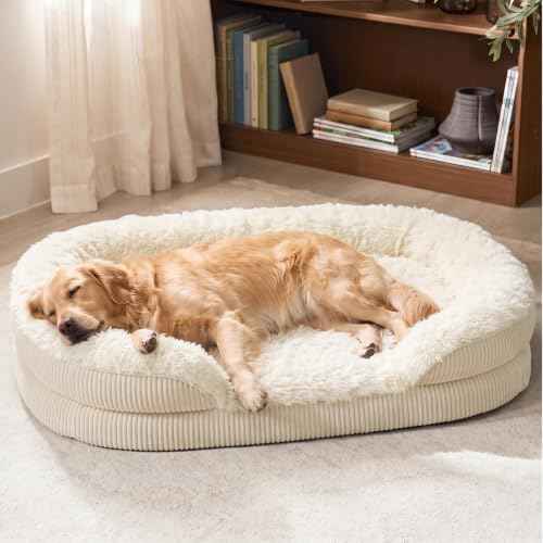 Fluffy Orthopedic Dog Beds Large Sized Dog (Cream / XL (42"x 32"x 7"))